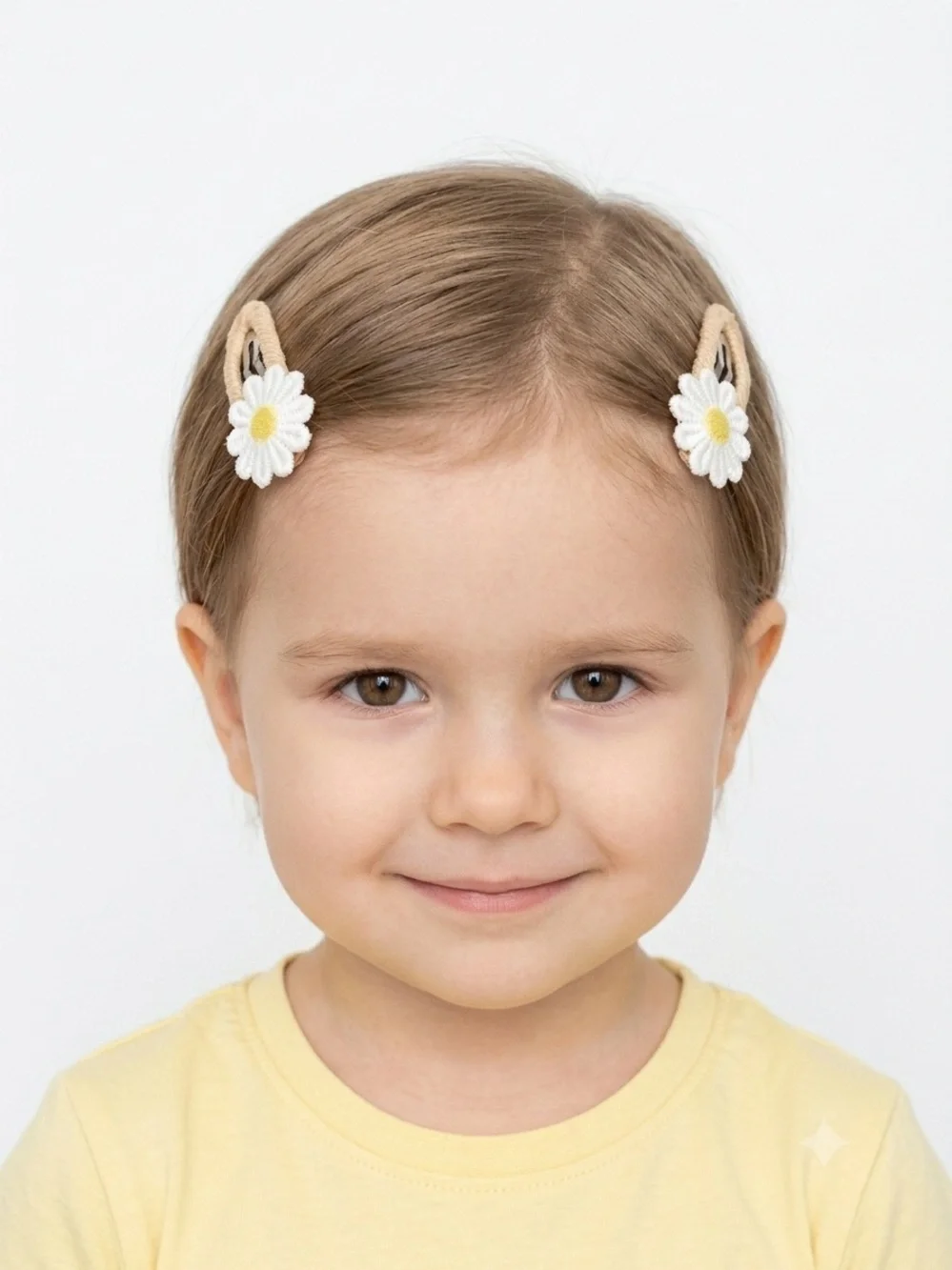 Handmade Daisy Hair Clips Set of 2 White Yellow Floral Barrettes